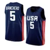 Basket stampato US 2023 World Cup 9 Bobby Portis Maglie 33 Walker Kessler 3 Josh Hart 2 Cameron Johnson 5 Paolo Banchero 25 Mikal Bridges Nazionale Navy White