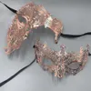 Filigree Couple mask Skull Venetian Masquerade Gold Mardi Gras Costume mascaras Halloween mask laser cut metal carnival mask L230704