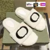 Box Hybrid Interlock Slippers Wool Slide Fur Fluffy Furry Sandals Woman Warm Slides Flat Sandal with Box Shoes Bag Winter Indoo Fn