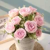Dekorativa blommor 38 cm 12 huvud koreansk stil konstgjord blomma av hög kvalitet ros hem bröllop juldekoration bukett av