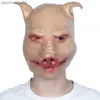 Cosplay Animal Pig Scary Latex Máscaras Horror Pig Head Máscaras Casco Halloween Carnival Party Costume Props L230704