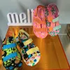 Sandals Melissa Colorful Contrast Children's Sandals Baby Kids Canvas Button Flat Bottom Sandals Boys Girls Roman Beach Shoes Jelly Shoe 230703