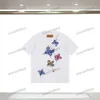 xinxinbuy Herr designer Tee t-shirt 23ss Graffiti fjärilstryck kortärmad bomull dam vit svart blå XS-XL