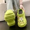 Moda Charms Clog Shoes Sandálias de verão de alta qualidade para meninas ao ar livre feminino chinelos sola grossa 2023 salto alto L230704
