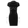 Casual Dresses Diamonds Y2K Print Party Club Bodycon Black Mini Dress Outfits Women Short Sleeve Streetwear Holiday Summer Clothes Vestido