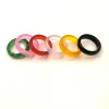 Natural Stone Agate Band Rings For Women Men CTS 6MM BlackGreenFire RedBlueWhite Multicolored Faceted Gemstone Wedding Ring