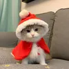 Trajes de gato UBBT Traje de Papai Noel Cosplay Engraçado Gato/Cão de Estimação Transformado Capa de Natal Vestir Roupas Cachecol Vermelho Manto Adereços Decoração