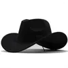 Chapeaux de fête des bérets chapeau de cowboy noir pour hommes femmes adultes sentaient des groupes cowgirl costume occidental