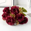 Flores decorativas bouquet de rosas artificiais flor falsa para casa decoração de quarto de seda estrela lua rosas pacote simulação rosa plantas verdes