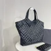 Tamanho de grão de diamante duas bolsas de compras femininas leves de grande capacidade pele de carneiro processo clássico de acolchoamento 3D grande logotipo bolsa de viagem bolsa de viagem