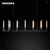 Żyrandole Cannele Linear Modern Vintage LED Mosiądz Chrome Black Glass Wisiorek Światła Decor Salon Jadalnia Lampy Lustre