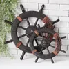 Decorative Objects Figurines Resin Wooden Mediterranean style Steering Wheel Wall Decor Model Marine Theme Adornment Home Showpiece 230704