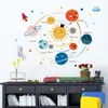 Rideaux dessin animé système solaire vinyle Stickers muraux enfants chambre décoration garçon enfants chambres décoration murale pépinière décorer bricolage Art peintures murales maison