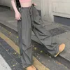 Women's Pants High Street Vintage Cargo Fashion Pocket Waist Bind Feet Straight Casual Baggy Wide Leg Trouser Ladies Summer