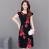 Robes décontractées mode été coton robe florale pour les femmes impression col rond manches courtes lâche Vintage 4XL 5XL 6XL Vestidos