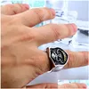 Band Rings Wholesale Gothic Skl Ring Vintage Sier Color Punk Biker Metal Jewelry Rock Skeleton Size 16Mm To 22Mm Mix Style Drop Deliv Dh4Pd