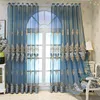 Curtains Window Blinds Embroidery Tulle Curtains for Living Room Europe Luxurious Blue Window Screen High End Kitchen Drape Panel Ad511h