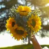 Decorative Flowers Wedding Artificial Sunflower Bouquet Ornaments Handheld Flower Crafts Supplies For Day Present Dropship