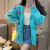 Женские свитера Kawaii Girl Bowknot Cardigan Sweater Женский осенний одиночный v Sece Женщины розовый синий вязаный вязаный негабаритный верхний куртка