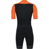 Racing Sets Noir Orange Pro Triathlon Suit Maillot Cyclisme Manches Courtes Vélo Weat Running Skin Speedsuit Maillots De Bain