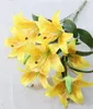 Decorative Flowers Simulated Flesh Pink Light Yellow Lily Bouquet Artificial Plants Bonsai Crape Myrtle Home Party Wedding Decoration