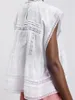 Bluzki damskie koronkowe drążą damskie eleganckie bluzki bez rękawów lato 2023 O-neck moda damska biała lub czarna koszula koszulka