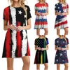 Casual Jurken Vrouwen Party Dames Zomer Onafhankelijkheidsdag Print Losse Ronde Hals Ronde Hals Korte Mouwen Jurk Mode Vestidos