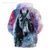 Men's Hoodies New 3D Kids Boy Girl Unisex Child Hoodies Printed Sweatshirt Horse Animal Pattern Pullover Fashion Casual Men Women Hoodie Tops HKD230704