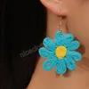 Flower Plant Earrings for Women Boho Drop Handmade Woven Straw Wicker Earrings Piendientes Mujer 2023 Femme Bijoux