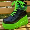 Laarzen 2023 Grote Maten 43 Gothic Groen Platform Hoge Hakken Cosplay Mode Winter Wiggen Halloween Schoenen Enkellaarsje 230703