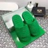 مع Box 2024 Slippers Sandals Women Slides Fabric Rubber Fur Cotton Extole Grass Green Drica Slipper Wedge Fluffy Resor En 4720 2385