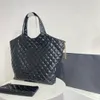 Tamanho de grão de diamante duas bolsas de compras femininas leves de grande capacidade pele de carneiro processo clássico de acolchoamento 3D grande logotipo bolsa de viagem bolsa de viagem