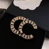 Simple Double Letter CCity Pins Women Luxury Designer Gold Brooches Brand Logo Crystal Pearl Brooch Men Suit Pin Jewelry Accessories 510034