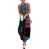 Casual jurken vrouwen maxi vintage splicing geprinte mouwloze causale zomer strandjurk sojinm sling long streetwear