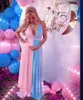 ベビーシャワーのドレスドレス妊娠ドレス写真撮影のためのマタニティドレス妊娠中の青とピンク色