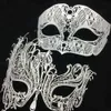 Black Silver Gold Metal Filigree Laser Cut Couple Venetian Party Mask Wedding Ball Mask Halloween Masquerade Costume Masker Set L230704
