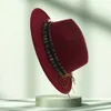 Chapeau Fedora de Cowboy unisexe à large bord, décoration de tête de taureau, pour hommes et femmes, en feutre de laine, Trilby Gambler, Jazz Panama, Caps6705521