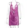 Basic Casual Klänningar Sexiga Backless mini y2k Metal slip Sommarklänning Kvinnor Bling Paljett Beach bodycon dress Nattklubb Fest damklänningar Vestidos 230704