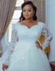 Manches longues ivoire Tulle robes De mariée dentelle Appliques africaine grande taille robes De mariée chapelle Vestido De Novia 2023