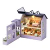 Oggetti decorativi Figurine Kit di costruzioni in miniatura in legno fai-da-te Case delle bambole con mobili leggeri Molan Mini Casa Giocattoli fatti a mano per ragazze Regali 230703