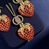 GGlies Strawberry Diamond Brincos Designer Colares para Mulheres Pingente Moda Carta Gold Studs Luxurys Hoop Brinco Jóias Set Box Novo 22031503