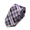 Bow Ties 2023 Microfiber Plaid Slim For Men Neck Tie Check Cravat Polyester Ascot