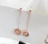 Stud Earrings YUN RUO 2023 Arrival Fashion Double Circles Earring Rose Gold Color Woman Birthday Gift Titanium Steel Jewelry Not Fade