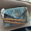 Avondtassen Mode Denim Flap Schoudertas Vrouwen Crossbody Bakken Rugzak Portemonnee Handtassen Naad Leer Dames Metalen Kettingen Clamshell Messenger Designer Tassen