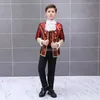 Костюмы для мальчиков ретро европейский корт набор детской сцены ретро принц очаровательный костюм детские блейзер жилеты штаны с воротничком upfithkd230704