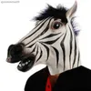 Latex-Vollkopf-Zebra-Maske, Halloween, realistisches Kostüm, Party, Tier, Cosplay, Karneval, Kostümzubehör, Theater-Requisiten, L230704