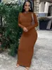 Miejskie seksowne sukienki Dulzura jesień Y2K ubrania z długim rękawem O-Neck Bodycon Maxi sukienki dla kobiet Club Party Streetwear eleganckie jednolite stroje 230703