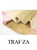 Robes décontractées basiques TRAFZA Robe à manches courtes imprimée à la mode pour femmes Vintage Tie Dye O-cou Robes mi-longues Printemps Femme Casual Chic Satin Dress 230704