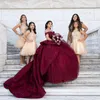 Burgundy Shiny Princess Quinceanera Dresses 2024 Off Shoulder Crystal Beads Appliques Tull Vestidos De 15 Anos Corset