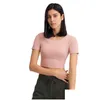 Dames T-shirt Zomer Open Navel Yoga Tops Met Borstkussen BH Womens Hollow Back Outdoor Vrijetijdssporten Korte mouw Top Drop D Dhcl4